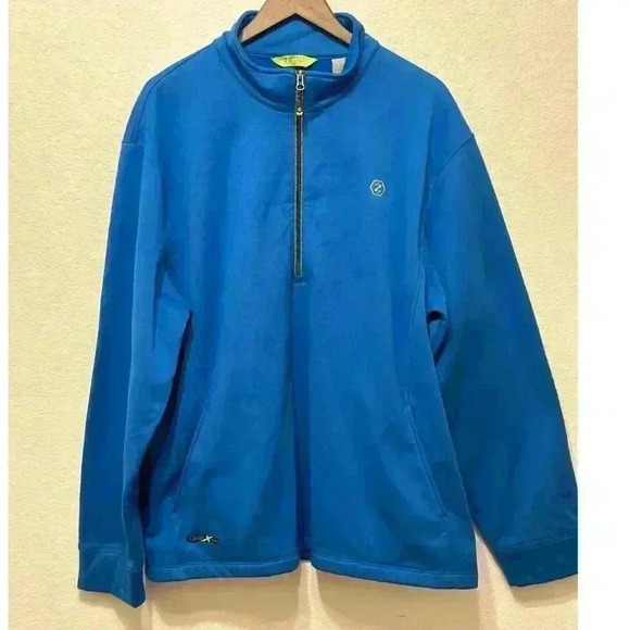 IZOD PerformX Men's Jacket Sz XXL Quarter Zip Pullover Blue Mock Neck Athletic - Picture 1 of 12